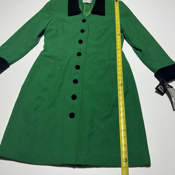 Kasper ASL Vintage Green Blazer Coat Dress Size 8 Velour Collar & Cuffs NWT - Picture 15 of 15
